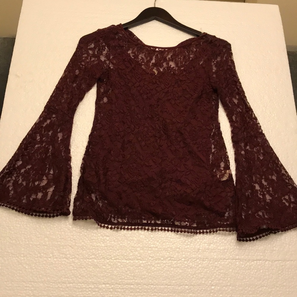 Ultra Flirt maroon lace top with camisole